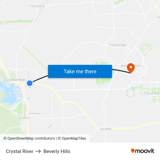 Crystal River to Beverly Hills map