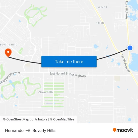 Hernando to Beverly Hills map