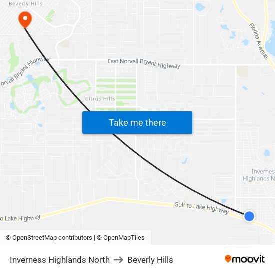 Inverness Highlands North to Beverly Hills map