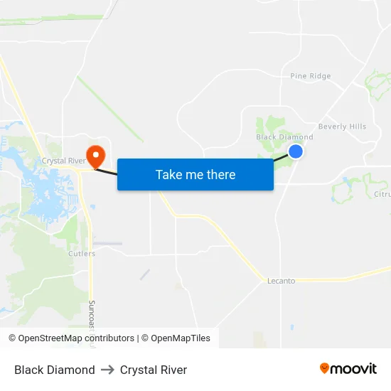 Black Diamond to Crystal River map
