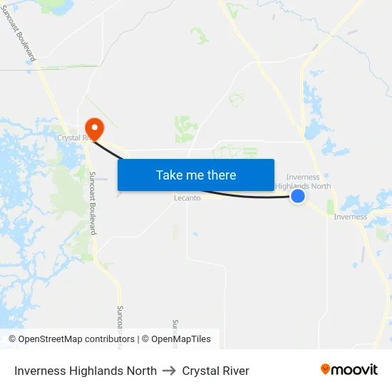 Inverness Highlands North to Crystal River map