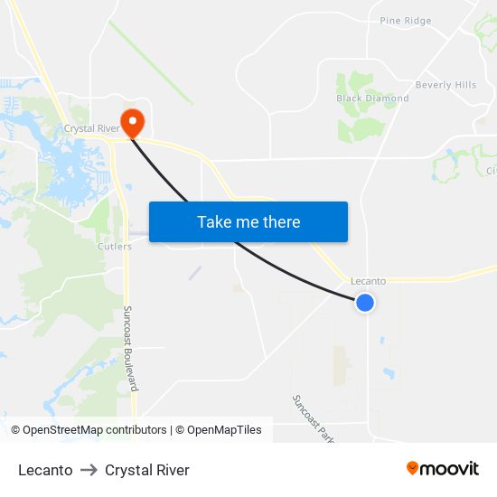 Lecanto to Crystal River map