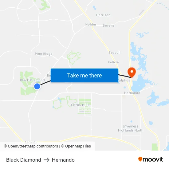 Black Diamond to Hernando map