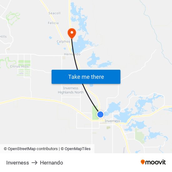 Inverness to Hernando map