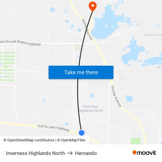 Inverness Highlands North to Hernando map