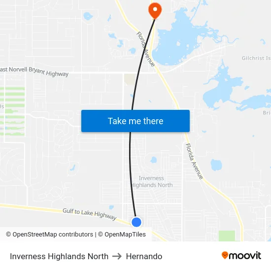 Inverness Highlands North to Hernando map