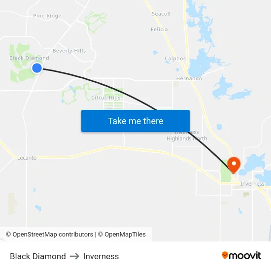 Black Diamond to Inverness map