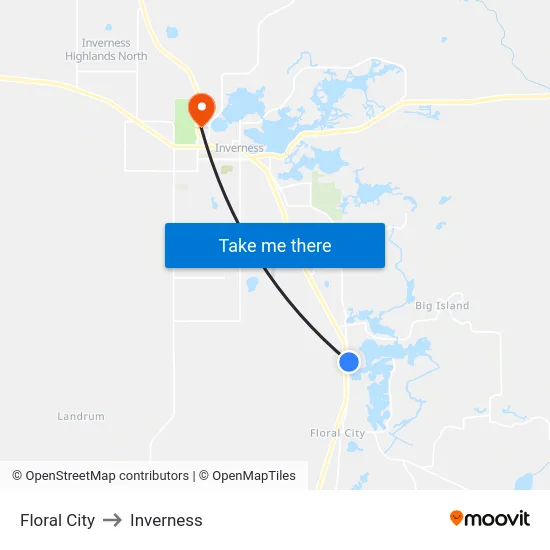Floral City to Inverness map