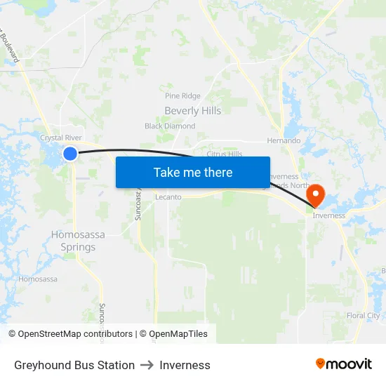 Greyhound Bus Station to Inverness map