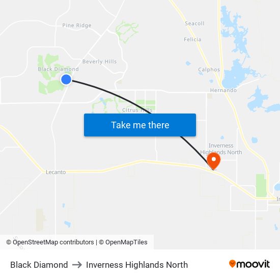 Black Diamond to Inverness Highlands North map