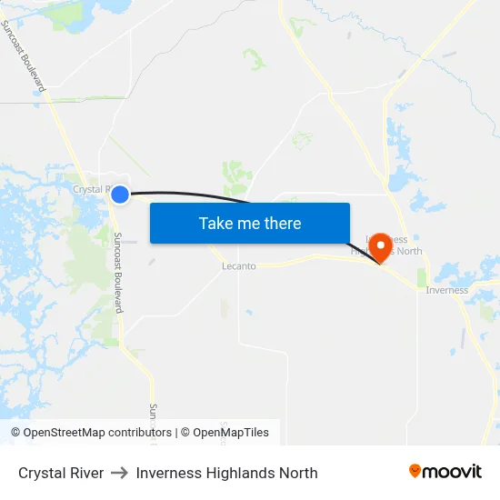 Crystal River to Inverness Highlands North map