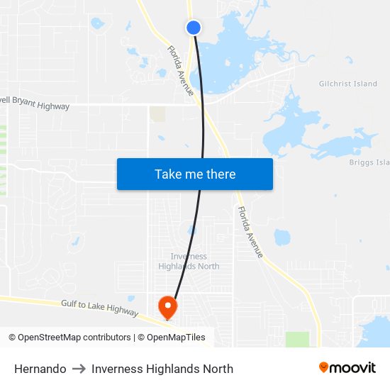 Hernando to Inverness Highlands North map