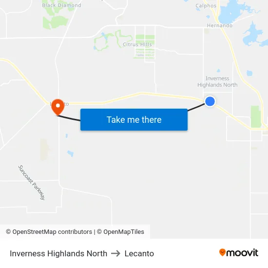 Inverness Highlands North to Lecanto map