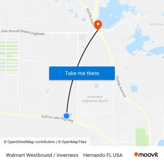 Walmart Westbound / Inverness to Hernando FL USA map