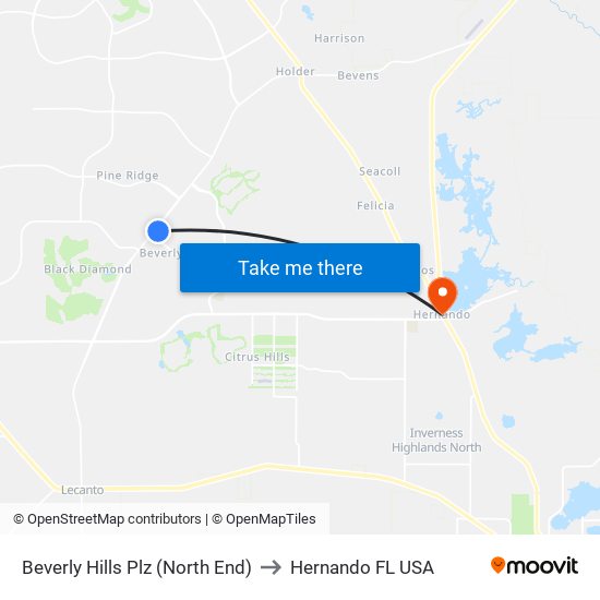 Beverly Hills Plz (North End) to Hernando FL USA map