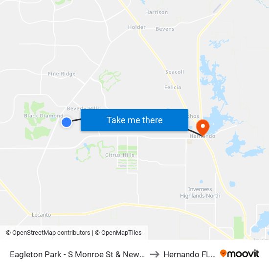 Eagleton Park - S Monroe St & New York Blvd to Hernando FL USA map