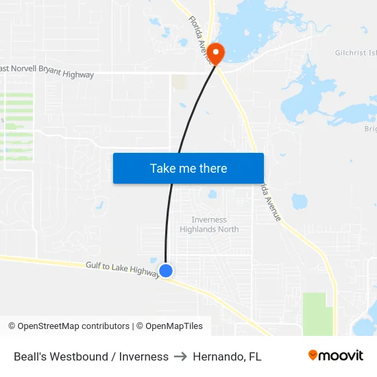 Beall's Westbound / Inverness to Hernando, FL map