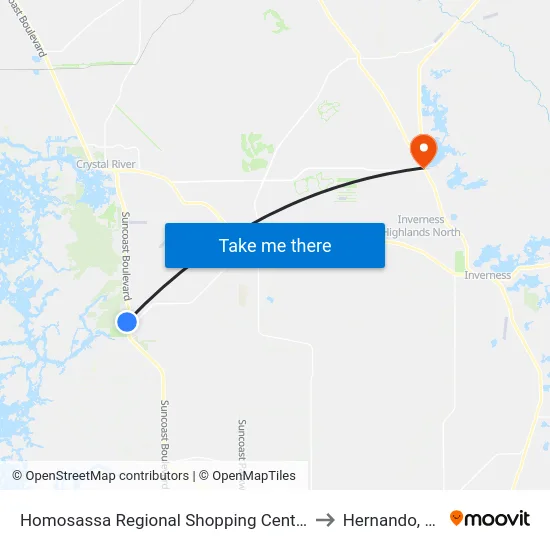 Homosassa Regional Shopping Center to Hernando, FL map