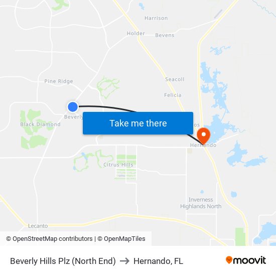 Beverly Hills Plz (North End) to Hernando, FL map