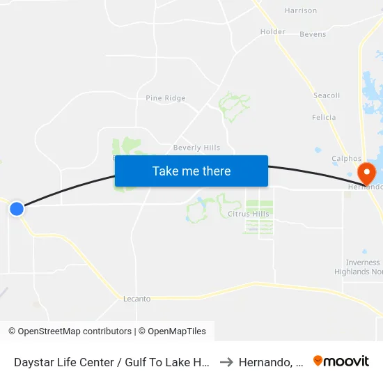 Daystar Life Center / Gulf To Lake Hwy to Hernando, FL map