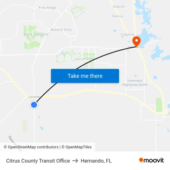 Citrus County Transit Office to Hernando, FL map