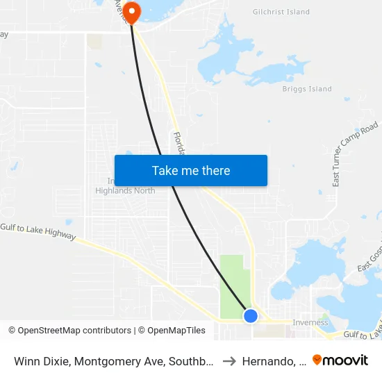 Winn Dixie, Montgomery Ave, Southbound to Hernando, FL map
