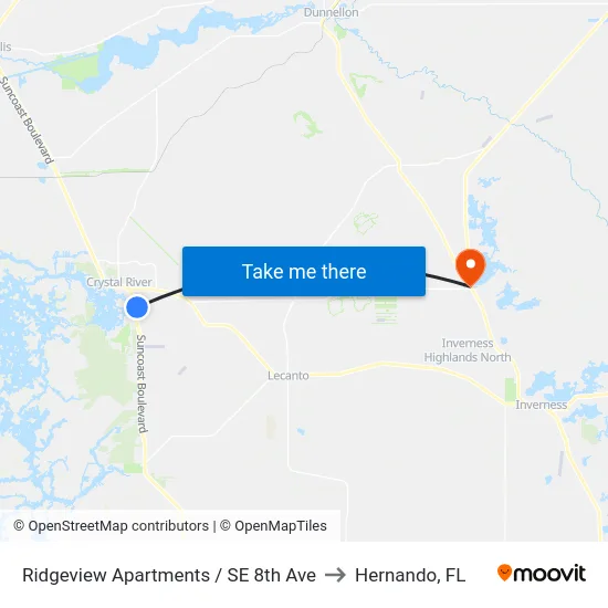 Ridgeview Apartments / SE 8th Ave to Hernando, FL map