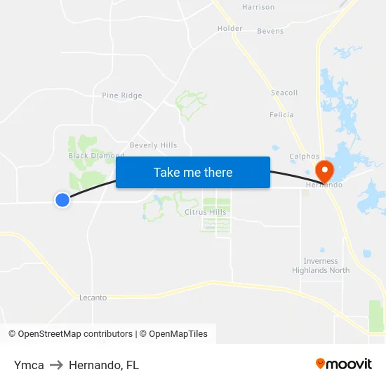 Ymca to Hernando, FL map