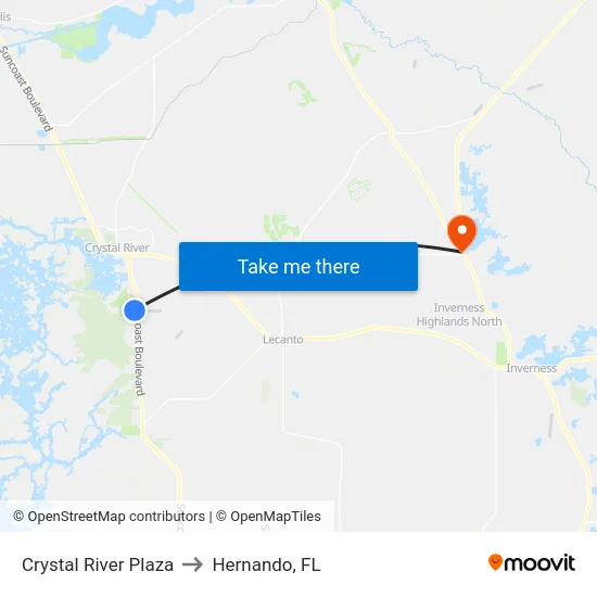 Crystal River Plaza to Hernando, FL map