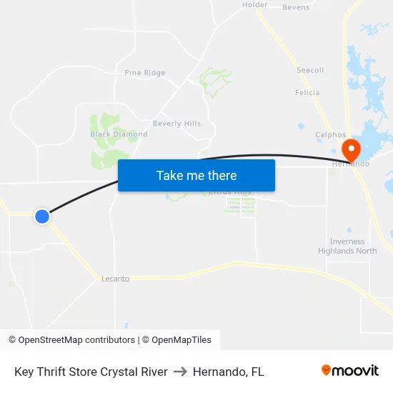 Key Thrift Store Crystal River to Hernando, FL map