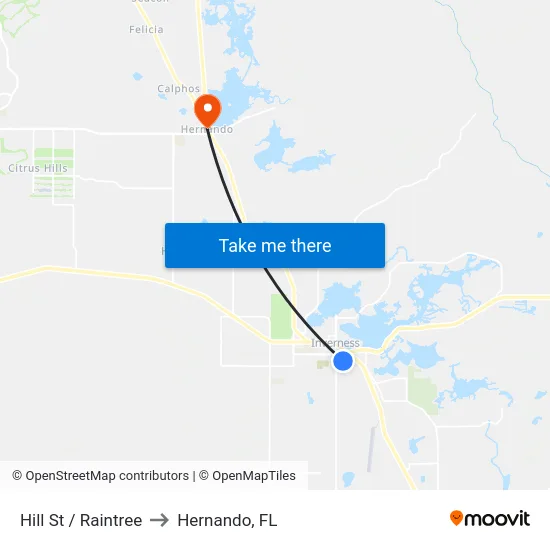 Hill St / Raintree to Hernando, FL map
