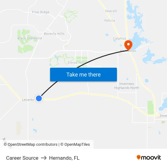 Career Source to Hernando, FL map