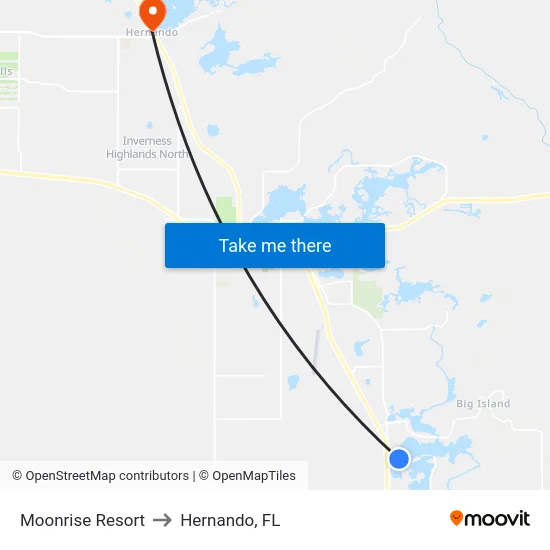 Moonrise Resort to Hernando, FL map