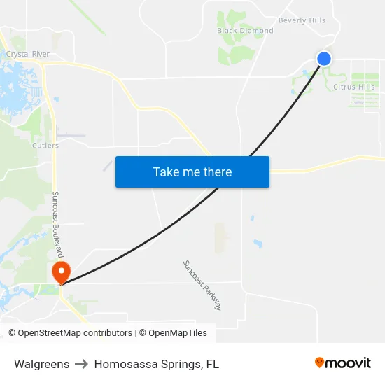 Walgreens to Homosassa Springs, FL map