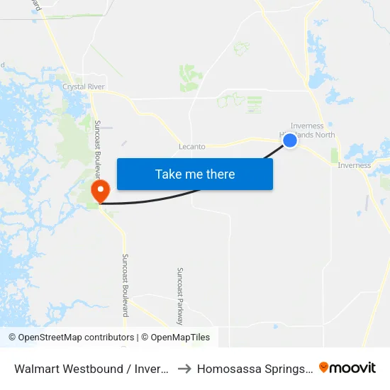 Walmart Westbound / Inverness to Homosassa Springs, FL map