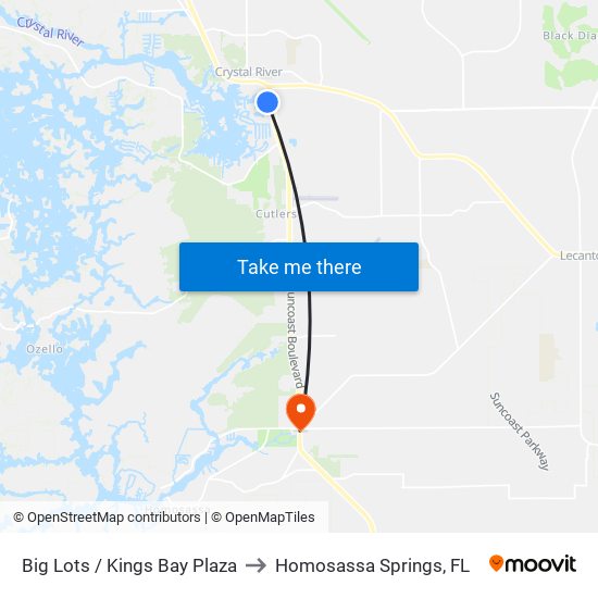 Big Lots / Kings Bay Plaza to Homosassa Springs, FL map