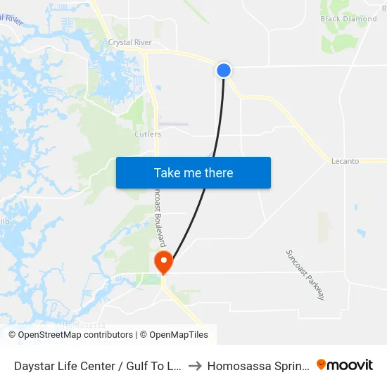 Daystar Life Center / Gulf To Lake Hwy to Homosassa Springs, FL map