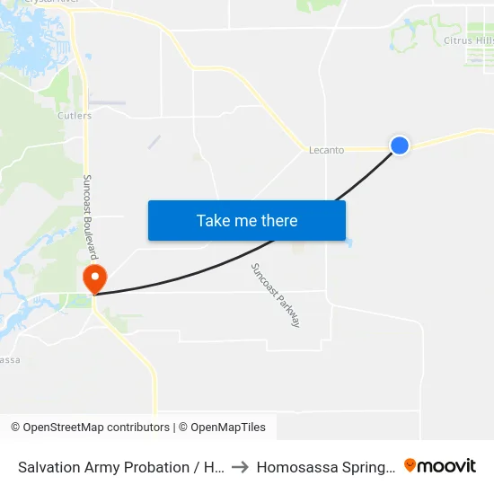 Salvation Army Probation / Hwy 44 to Homosassa Springs, FL map