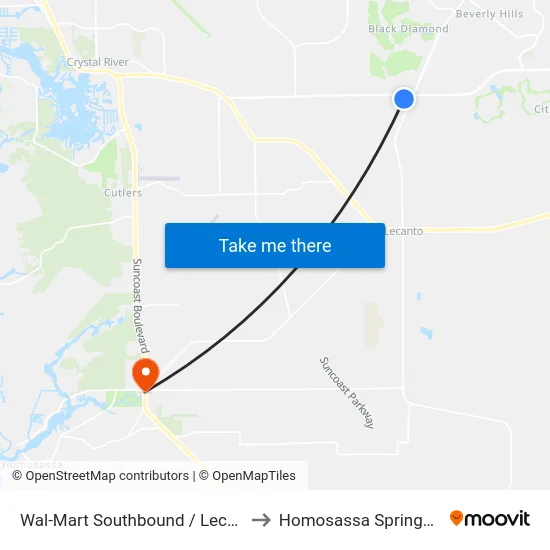Wal-Mart Southbound / Lecanto. to Homosassa Springs, FL map