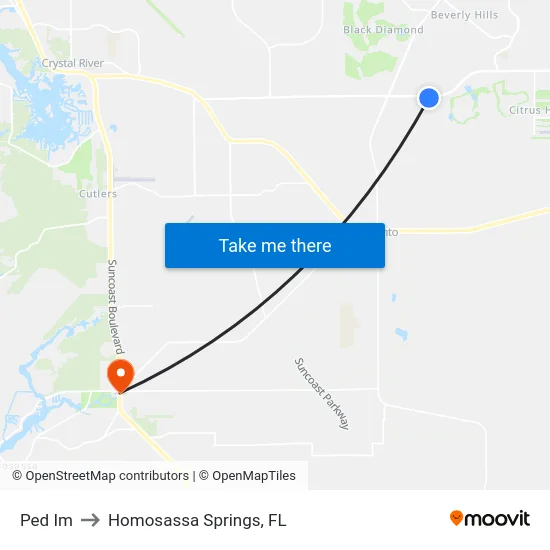 Ped Im to Homosassa Springs, FL map