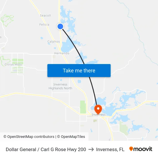 Dollar General / Carl G Rose Hwy 200 to Inverness, FL map