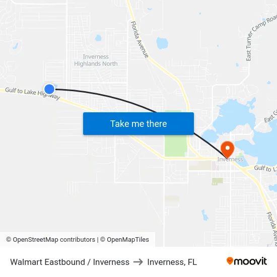 Walmart Eastbound / Inverness to Inverness, FL map