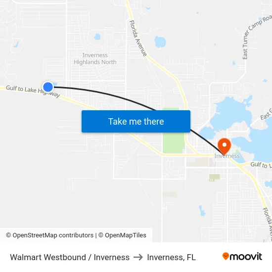 Walmart Westbound / Inverness to Inverness, FL map
