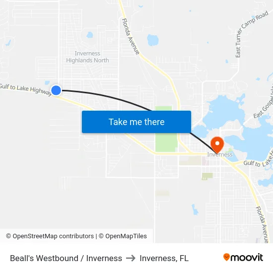 Beall's Westbound / Inverness to Inverness, FL map