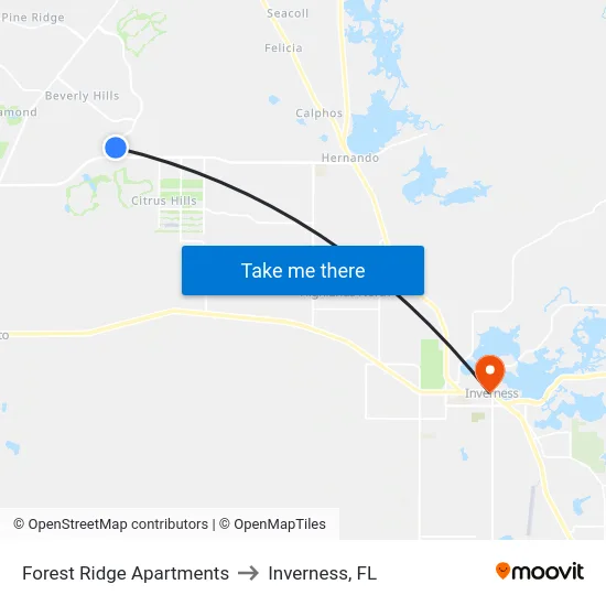 Forest Ridge Apartments to Inverness, FL map