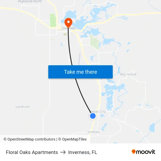 Floral Oaks Apartments to Inverness, FL map