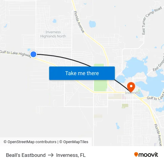 Beall's Eastbound to Inverness, FL map
