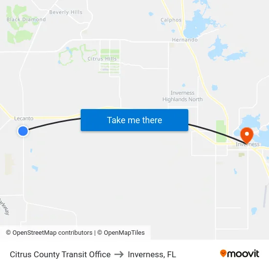 Citrus County Transit Office to Inverness, FL map