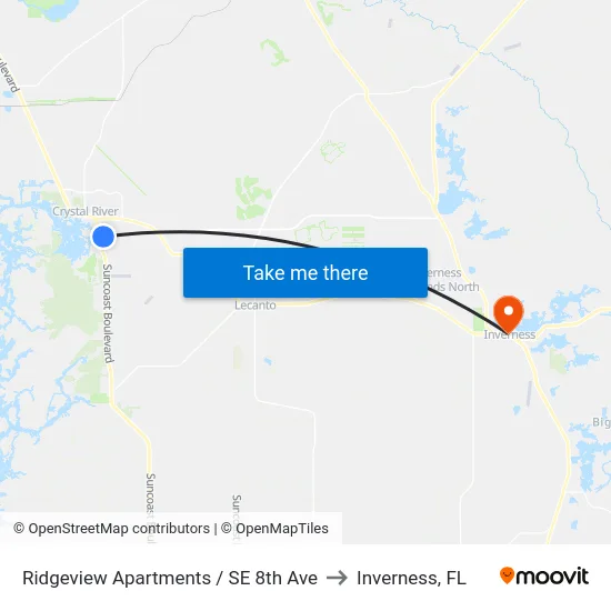 Ridgeview Apartments / SE 8th Ave to Inverness, FL map