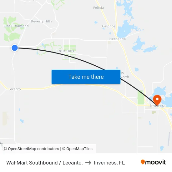 Wal-Mart Southbound / Lecanto. to Inverness, FL map